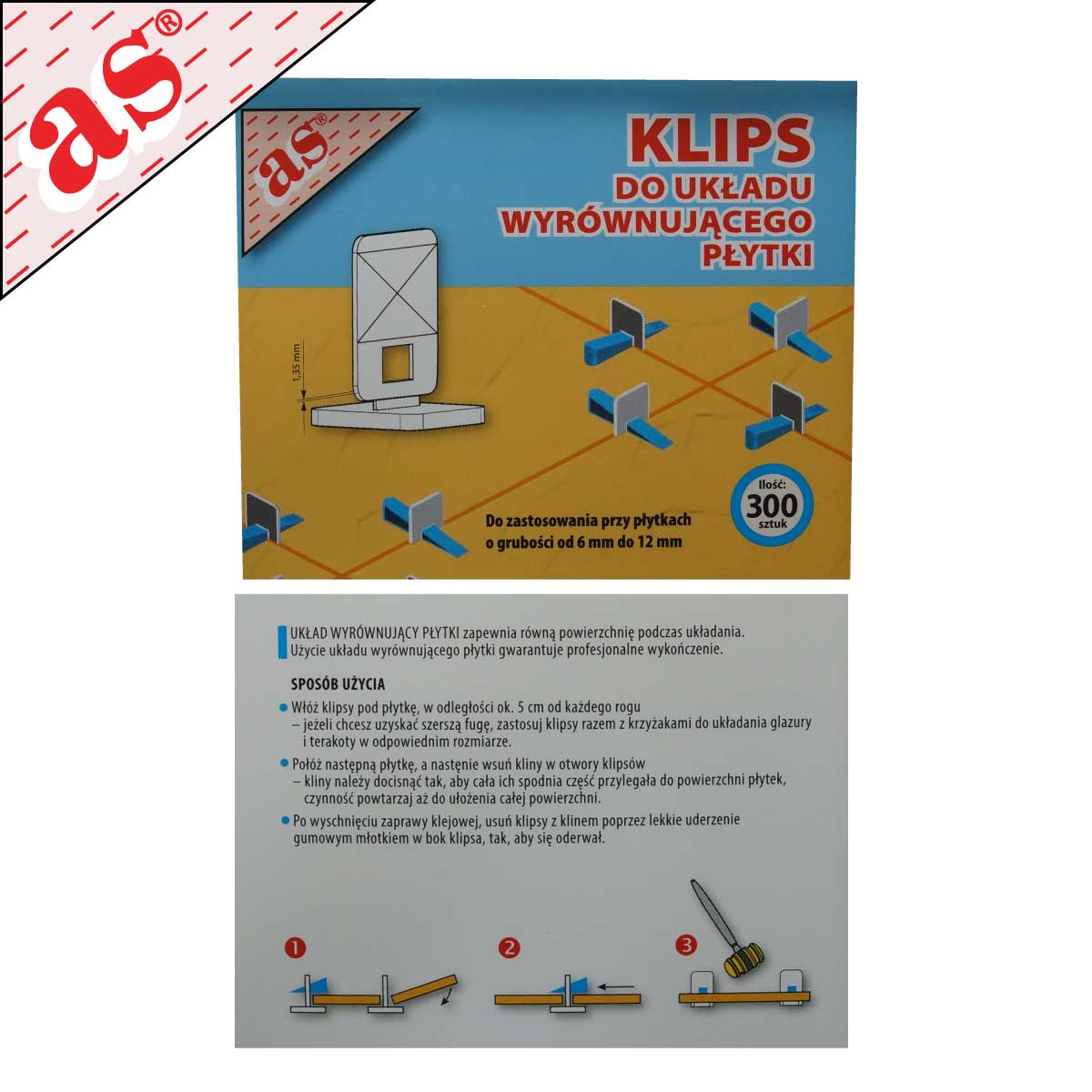 Klipsy wiaderko - System poziomowania płytek 1,3 mm 